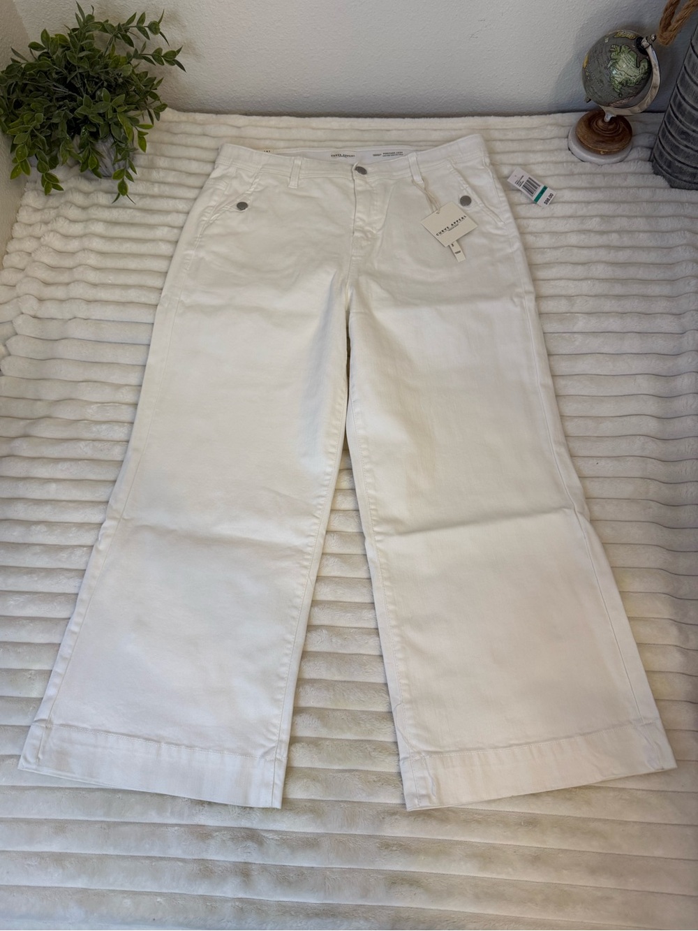 Curve Appeal white high rise wide leg crop pants size 16 33